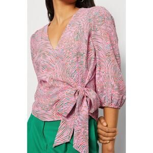 Vero Moda Pink Wrap Blouse 3/4 Sleeve - Medium